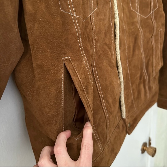 NEW Scully Rodeo Men’s Aztec Boar Suede Jean Sherpa Buttonup Jacket Brown 3XL - Picture 7 of 15
